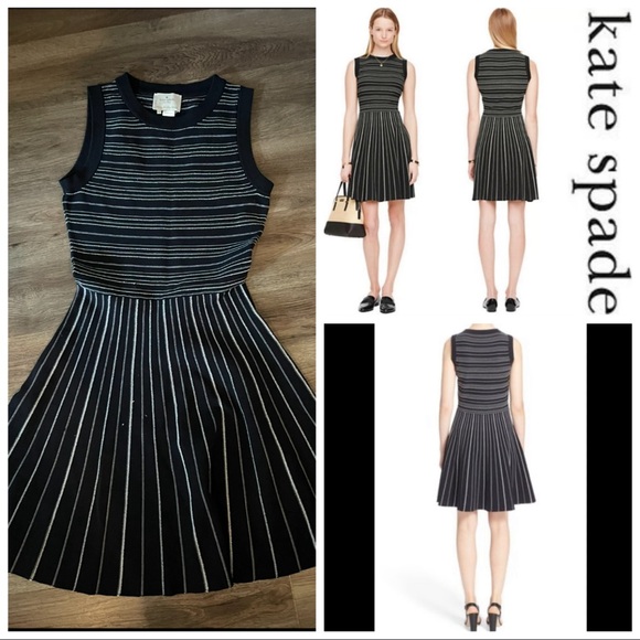 Kate Spade New York Stripe Knit Fit & Flare Dress. - Picture 1 of 7